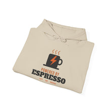Load image into Gallery viewer, Powered by Espresso Hoodie - Coffee & Gym Lightning Mug Sweatshirt