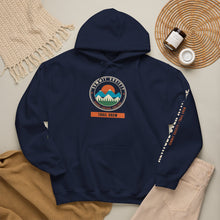 Load image into Gallery viewer, Summit Society Trail Crew Hoodie - Mountain Hiking Sweatshirt with Sleeve Print