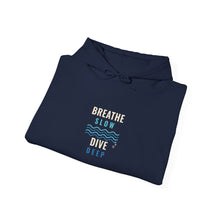 Load image into Gallery viewer, Breathe Slow Dive Deep Hoodie - Scuba Diving Wave Hoodie