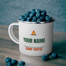 Load image into Gallery viewer, Personalized Camp Coffee Enamel Mug - Happy Camper with Your Name