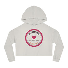 Load image into Gallery viewer, Self Care Club Cropped Hoodie - Cute Heart Badge Women's Crop Sweatshirt
