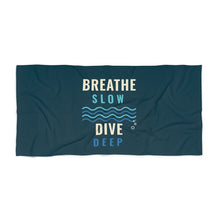 Load image into Gallery viewer, Breathe Slow Dive Deep Beach Towel - Ocean Wave Towel
