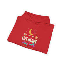 Load image into Gallery viewer, Lift Heavy Sleep Well Hoodie - Moon & Barbell Gym Sweatshirt