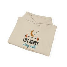 Load image into Gallery viewer, Lift Heavy Sleep Well Hoodie - Moon & Barbell Gym Sweatshirt