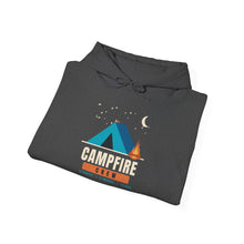 Load image into Gallery viewer, Campfire Crew Hoodie - Tent & Campfire Camping Sweatshirt with Sleep Under the Stars Sleeve Print