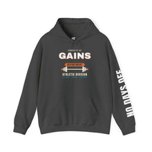 Load image into Gallery viewer, Gains Department Hoodie - Varsity Gym Sweatshirt with No Days Off Sleeve Print