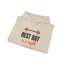Load image into Gallery viewer, Rest Day Is a Myth Hoodie - Funny Gym Barbell Workout Sweatshirt