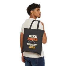 Load image into Gallery viewer, Hike More Worry Less Tote Bag - Black Canvas Hiking Tote