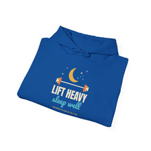 Load image into Gallery viewer, Lift Heavy Sleep Well Hoodie - Moon & Barbell Gym Sweatshirt