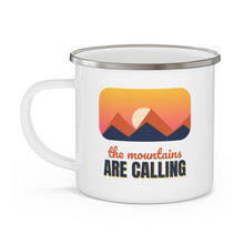 Load image into Gallery viewer, The Mountains Are Calling Enamel Camping Mug