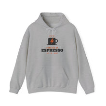 Load image into Gallery viewer, Powered by Espresso Hoodie - Coffee & Gym Lightning Mug Sweatshirt