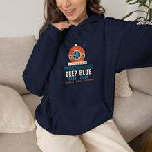 Load image into Gallery viewer, Deep Blue Dive Club Hoodie - Vintage Diving Helmet Scuba Sweatshirt with Sleeve Print