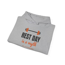 Load image into Gallery viewer, Rest Day Is a Myth Hoodie - Funny Gym Barbell Workout Sweatshirt