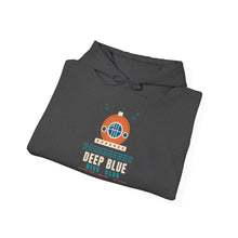Load image into Gallery viewer, Deep Blue Dive Club Hoodie - Vintage Diving Helmet Scuba Sweatshirt with Sleeve Print