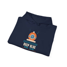 Load image into Gallery viewer, Deep Blue Dive Club Hoodie - Vintage Diving Helmet Scuba Sweatshirt with Sleeve Print