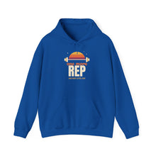 Load image into Gallery viewer, One More Rep Hoodie - Retro Sunset Barbell Gym Sweatshirt