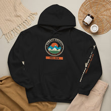 Load image into Gallery viewer, Summit Society Trail Crew Hoodie - Mountain Hiking Sweatshirt with Sleeve Print