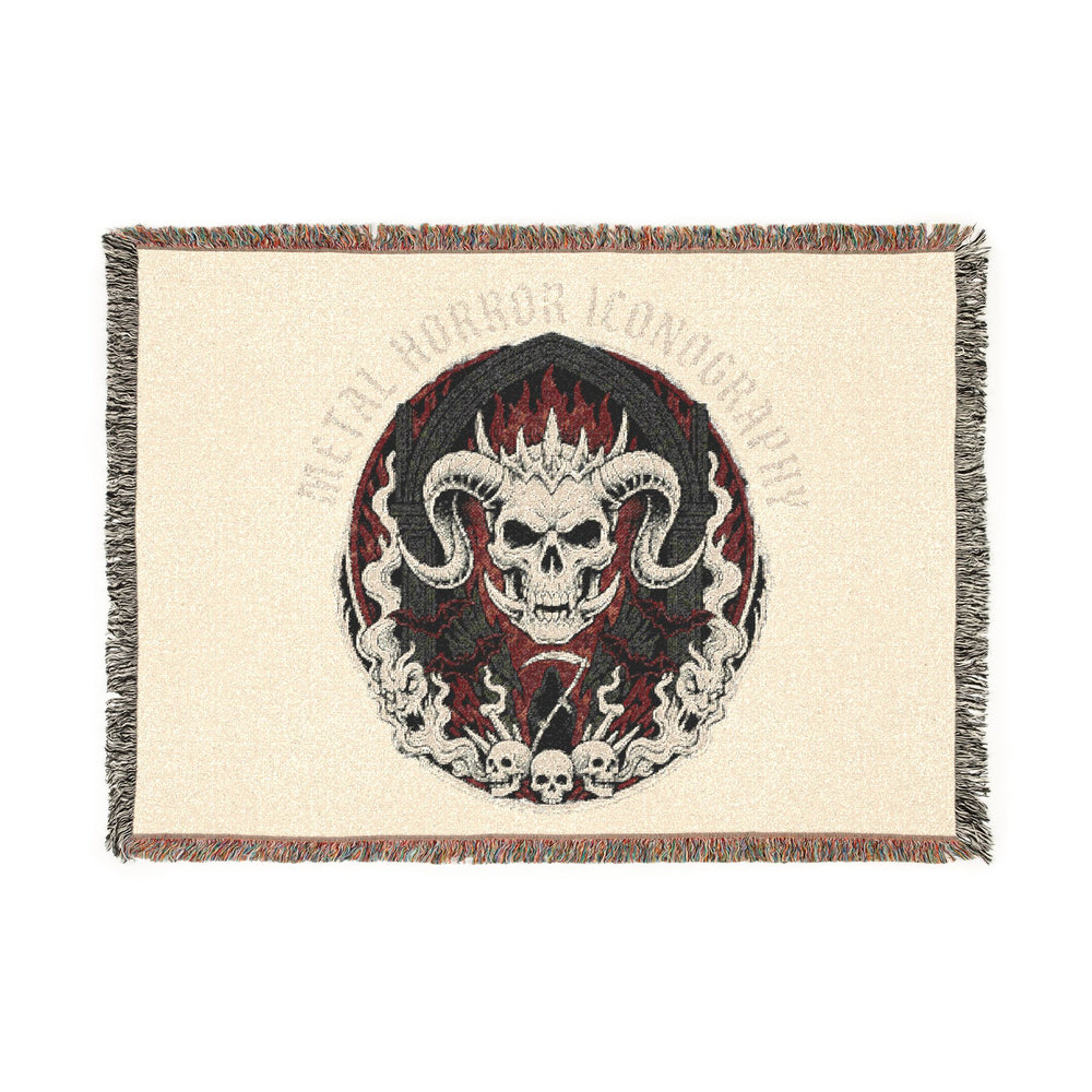 Woven Blanket — Gothic Demon Skull Tapestry Throw