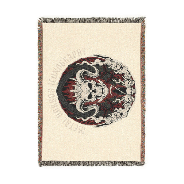 Woven Blanket — Gothic Demon Skull Tapestry Throw