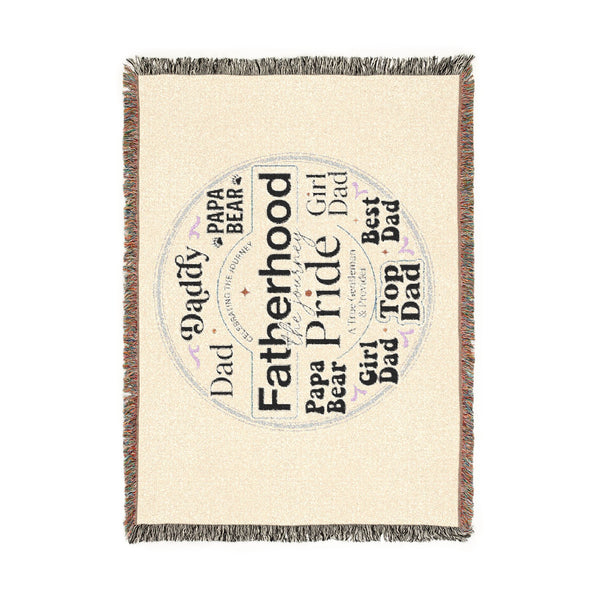 Fatherhood Pride Woven Blanket — Dad Word-Cloud Throw for Father’s Day & New Dads