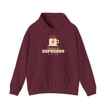 Load image into Gallery viewer, Powered by Espresso Hoodie - Coffee &amp; Gym Lightning Mug Sweatshirt