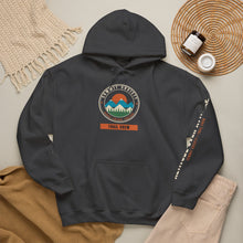 Load image into Gallery viewer, Summit Society Trail Crew Hoodie - Mountain Hiking Sweatshirt with Sleeve Print