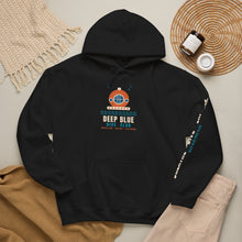 Load image into Gallery viewer, Deep Blue Dive Club Hoodie - Vintage Diving Helmet Scuba Sweatshirt with Sleeve Print