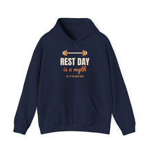 Load image into Gallery viewer, Rest Day Is a Myth Hoodie - Funny Gym Barbell Workout Sweatshirt