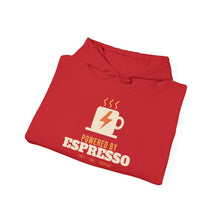 Load image into Gallery viewer, Powered by Espresso Hoodie - Coffee &amp; Gym Lightning Mug Sweatshirt