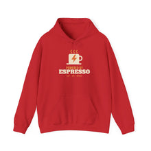 Load image into Gallery viewer, Powered by Espresso Hoodie - Coffee &amp; Gym Lightning Mug Sweatshirt