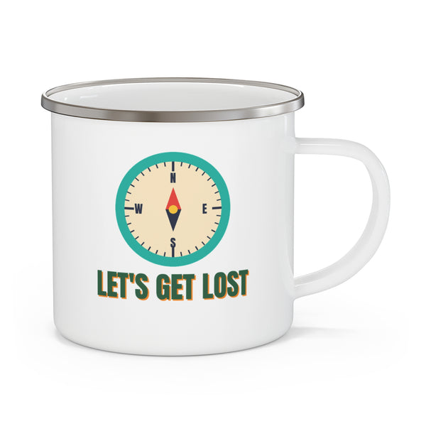 Let's Get Lost Compass Enamel Camping Mug