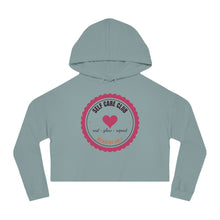 Load image into Gallery viewer, Self Care Club Cropped Hoodie - Cute Heart Badge Women's Crop Sweatshirt