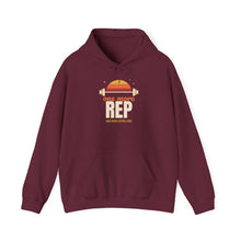 Load image into Gallery viewer, One More Rep Hoodie - Retro Sunset Barbell Gym Sweatshirt