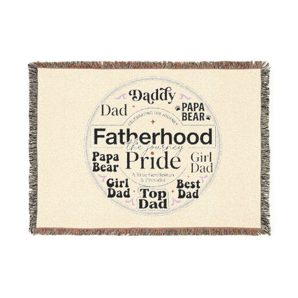Fatherhood Pride Woven Blanket — Dad Word-Cloud Throw for Father’s Day & New Dads
