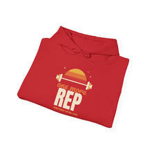 Load image into Gallery viewer, One More Rep Hoodie - Retro Sunset Barbell Gym Sweatshirt