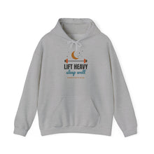 Load image into Gallery viewer, Lift Heavy Sleep Well Hoodie - Moon &amp; Barbell Gym Sweatshirt