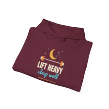 Load image into Gallery viewer, Lift Heavy Sleep Well Hoodie - Moon &amp; Barbell Gym Sweatshirt