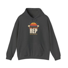 Load image into Gallery viewer, One More Rep Hoodie - Retro Sunset Barbell Gym Sweatshirt