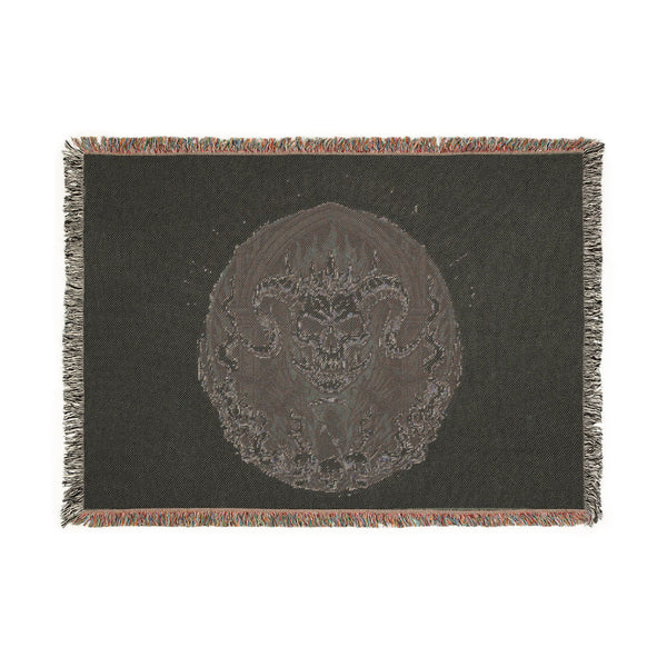 Woven Blanket — Gothic Demon Skull Tapestry Throw