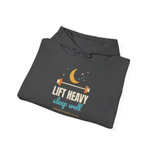 Load image into Gallery viewer, Lift Heavy Sleep Well Hoodie - Moon &amp; Barbell Gym Sweatshirt