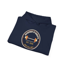 Load image into Gallery viewer, Department of Deadlifts Hoodie - Barbell Badge Gym Sweatshirt